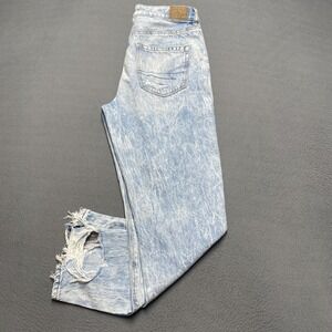 American Eagle Jeans Womens 6‎ Blue Mom Jean Distressed Ripped High Acidwash